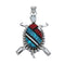 Native American Multicolor Inlay Sterling Silver Turtle Pendant JX125089