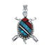Native American Multicolor Inlay Sterling Silver Turtle Pendant JX125089