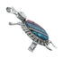 Native American Multicolor Inlay Sterling Silver Turtle Pendant JX125089