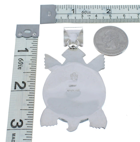 Genuine Sterling Silver Turtle Navajo Turquoise Pendant JX125080