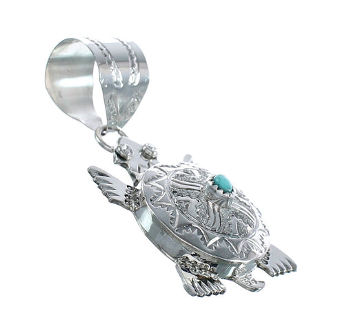 Genuine Sterling Silver Turtle Navajo Turquoise Pendant JX125077