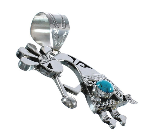 Genuine Sterling Silver Navajo Turquoise Kokopelli Pendant JX125096