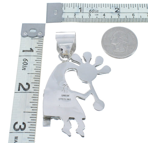 Genuine Sterling Silver Navajo Turquoise Kokopelli Pendant JX125096