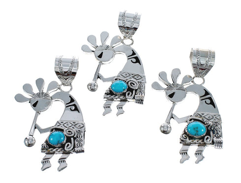 Genuine Sterling Silver Navajo Turquoise Kokopelli Pendant JX125096