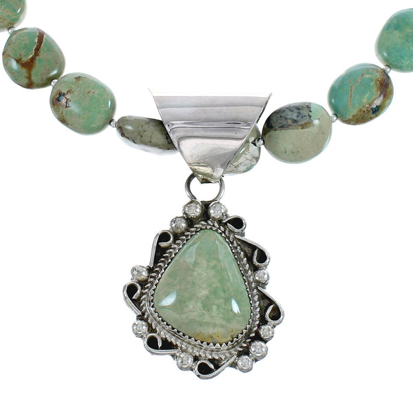 Native American Genuine Sterling Silver Turquoise Bead Necklace Set JX125466