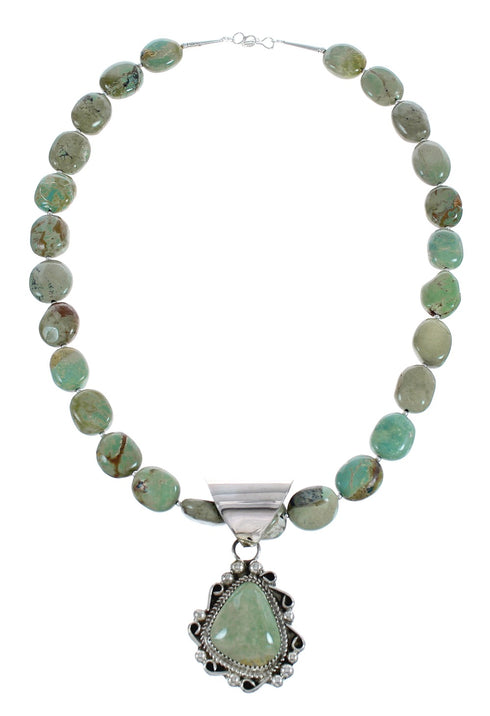 Native American Genuine Sterling Silver Turquoise Bead Necklace Set JX125466