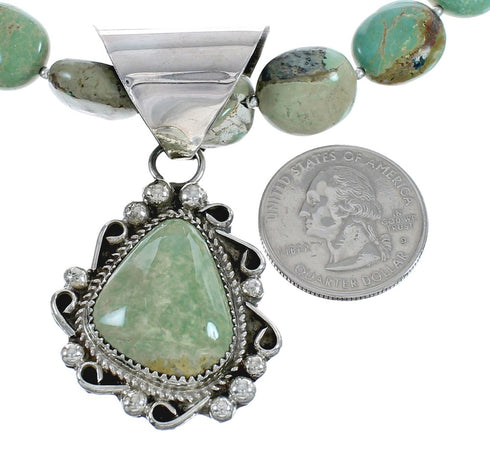 Native American Genuine Sterling Silver Turquoise Bead Necklace Set JX125466