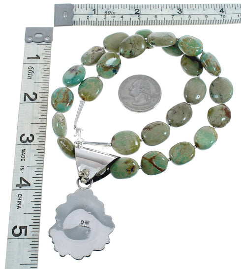 Native American Genuine Sterling Silver Turquoise Bead Necklace Set JX125466