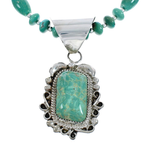 Native American Genuine Sterling Silver Turquoise Bead Necklace Set JX125460