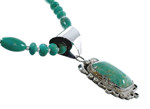 Native American Genuine Sterling Silver Turquoise Bead Necklace Set JX125460