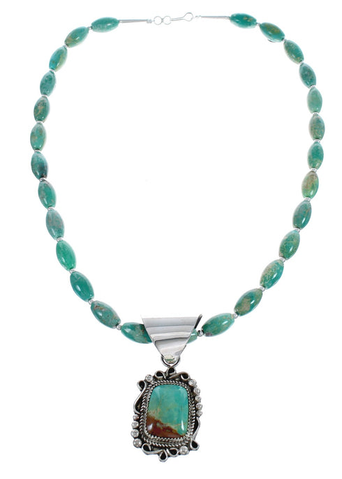 Native American Genuine Sterling Silver Turquoise Bead Necklace Set JX125458