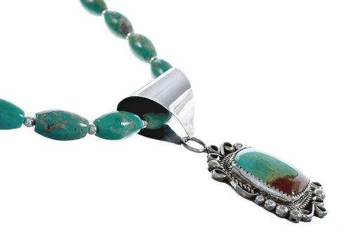 Native American Genuine Sterling Silver Turquoise Bead Necklace Set JX125458