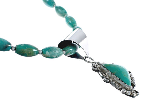 Native American Genuine Sterling Silver Turquoise Bead Necklace Set JX125459