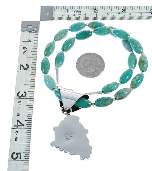 Native American Genuine Sterling Silver Turquoise Bead Necklace Set JX125459