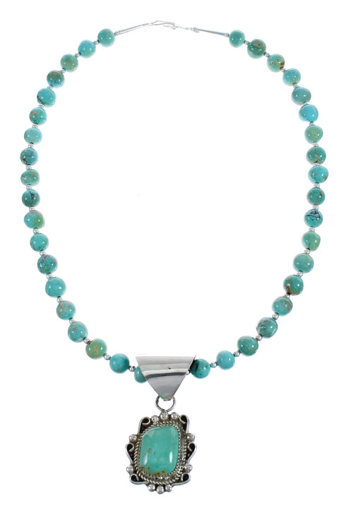 Native American Genuine Sterling Silver Turquoise Bead Necklace Set JX125463