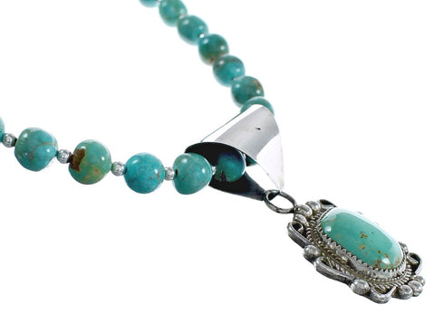 Native American Genuine Sterling Silver Turquoise Bead Necklace Set JX125463