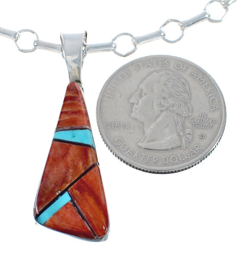 Native American Multicolor Sterling Silver Pendant Necklace JX125481