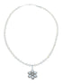 Native American Mother of Pearl And Sterling Silver Flower Pendant Bead Necklace JX125441