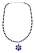 Native American Lapis And Sterling Silver Flower Pendant Bead Necklace JX125439