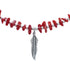 Native American Coral Feather Sterling Silver Bead Necklace JX125419