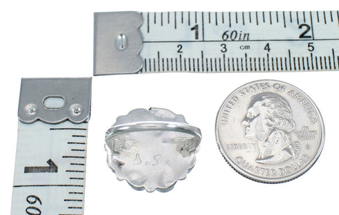 Sterling Silver And Jet Zuni Flower Ring Size 7-1/4 AX124984