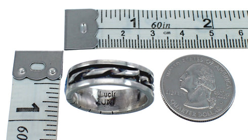 Blue Opal Inlay Zuni Sterling Silver Ring Size 9-1/4 AX124943