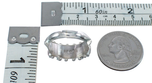 Native American Zuni Sterling Silver Turquoise Needlepoint Ring Size 7-1/2 JX125587