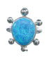 Native American Navajo Blue Opal Sterilng Silver Turtle Ring Size 8-1/4 AX125037