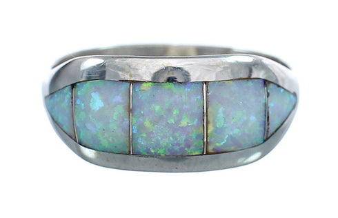Native American Zuni Opal Sterling Silver Ring Size 8-3/4 AX124919
