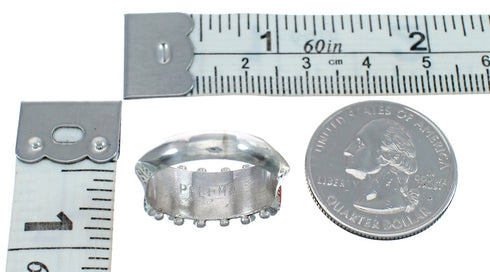 Native American Zuni Sterling Silver Multicolor Needlepoint Ring Size 7 AX124909