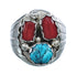 Genuine Sterling Silver Turquoise Coral Navajo Ring Size 10-3/4 AX124914