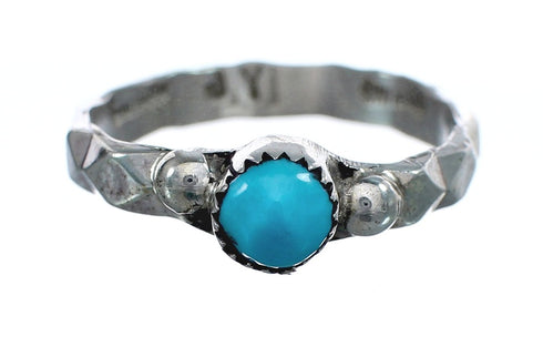 Native American Authentic Sterling Silver Turquoise Ring Size 5-3/4 AX125000