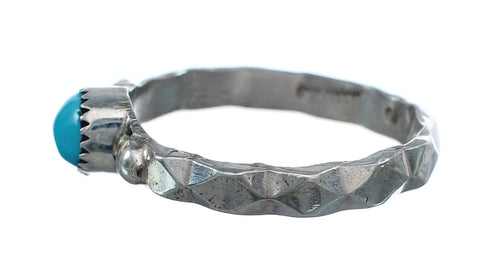 Native American Authentic Sterling Silver Turquoise Ring Size 5-3/4 AX125000