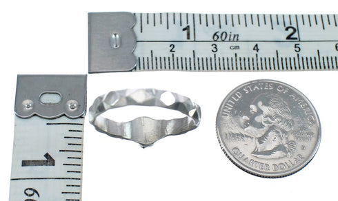 Native American Authentic Sterling Silver Turquoise Ring Size 7-3/4 AX125007