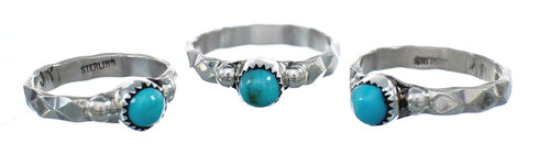 Native American Authentic Sterling Silver Turquoise Ring Size 7-3/4 AX125007