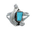 Turquoise Sterling Silver Leaf Zuni Indian Jewelry Ring Size 7-3/4 AX124931