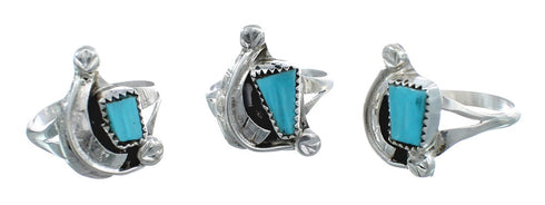 Turquoise Sterling Silver Leaf Zuni Indian Jewelry Ring Size 6-1/2 AX124927