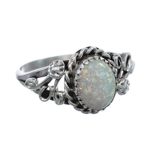 Native American Sterling Silver Opal Ring Size 9-1/4 AX124863
