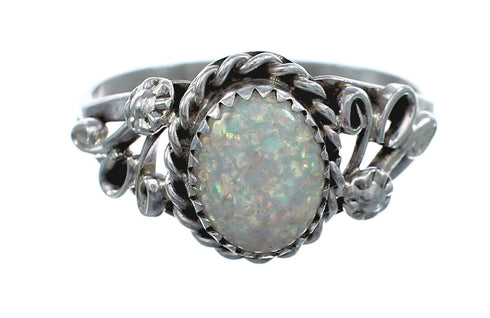 Native American Sterling Silver Opal Ring Size 9-1/4 AX124863