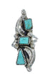 Sterling Silver Zuni Turquoise Leaf Design Ring Size 6-1/2 AX125032