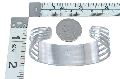 Multicolor Inlay Genuine Sterling Silver Zuni Cuff Bracelet JX124982