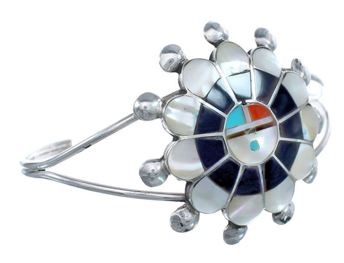 Sterling Silver Zuni Multicolor Sun Cuff Bracelet JX125002
