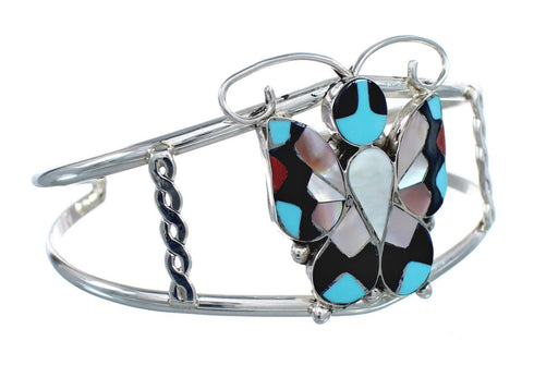 Multicolor Sterling Silver Butterfly Zuni Cuff Bracelet JX124967