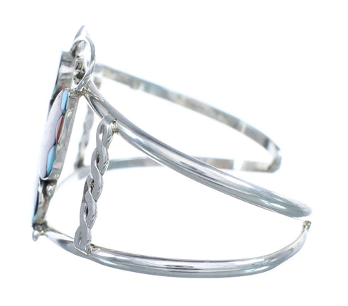 Multicolor Sterling Silver Butterfly Zuni Cuff Bracelet JX124967
