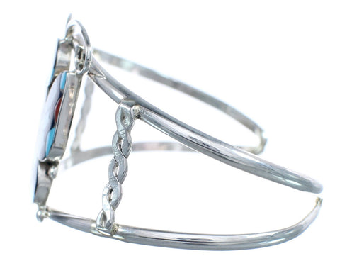 Multicolor Sterling Silver Butterfly Zuni Cuff Bracelet JX124968