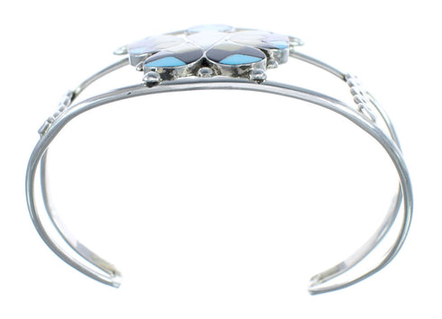 Multicolor Sterling Silver Butterfly Zuni Cuff Bracelet JX124969