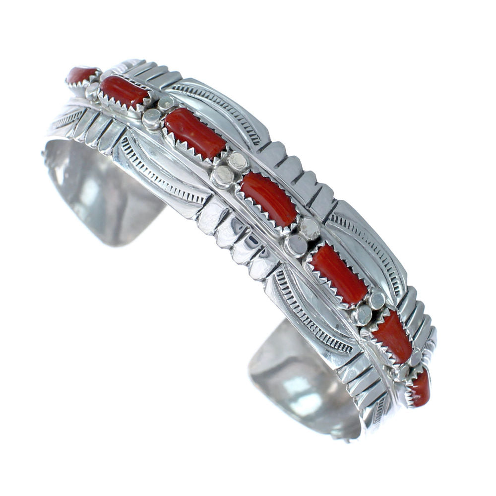 Native American Navajo Coral Sterling Silver Cuff Bracelet JX124989 ...