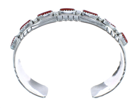 Native American Navajo Coral Sterling Silver Cuff Bracelet JX124989
