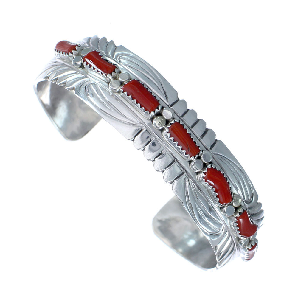 Native American Navajo Coral Sterling Silver Cuff Bracelet JX124990 ...
