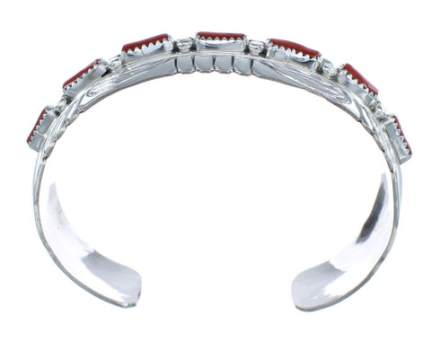 Native American Navajo Coral Sterling Silver Cuff Bracelet JX124990